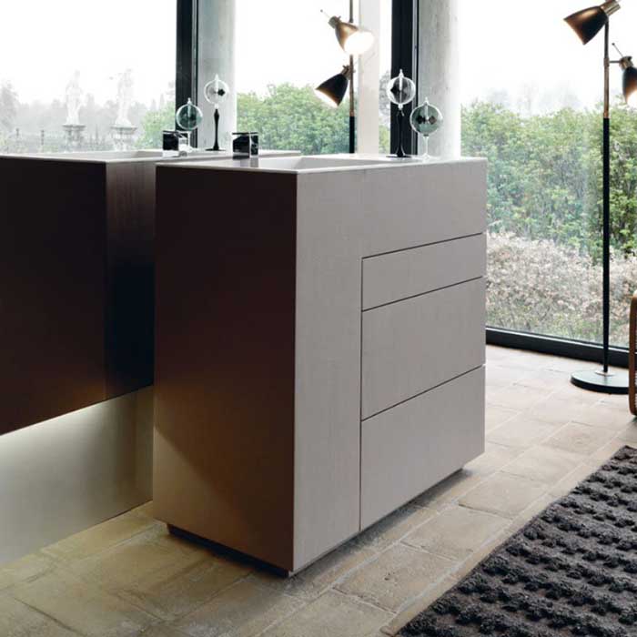 NOORTH milldue edition TOUCH Комплект мебели 100х40х88см, напольный, 3 ящика, слив в пол, раковина Milltek, смеситель H2O, цвет: Argilla матовый