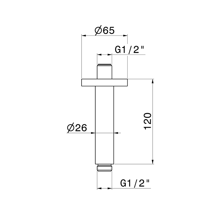 Newform Head Showers Душевой кронштейн 12см, потолочный, закругленный, цвет: хром