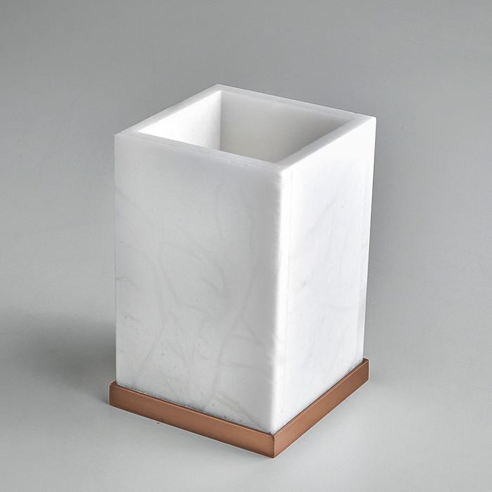 3SC Baster Square Стакан настольный, цвет: алебастр/Warm Brushed Bronze PVD