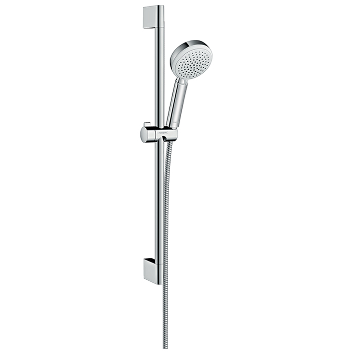 Hansgrohe Crometta Vario Душевой набор: штанга 65см., ручной душ 100, 4jet (Rain, обычная, Shampoo, массажная), EcoSmart, шланг, цвет: белый/хром