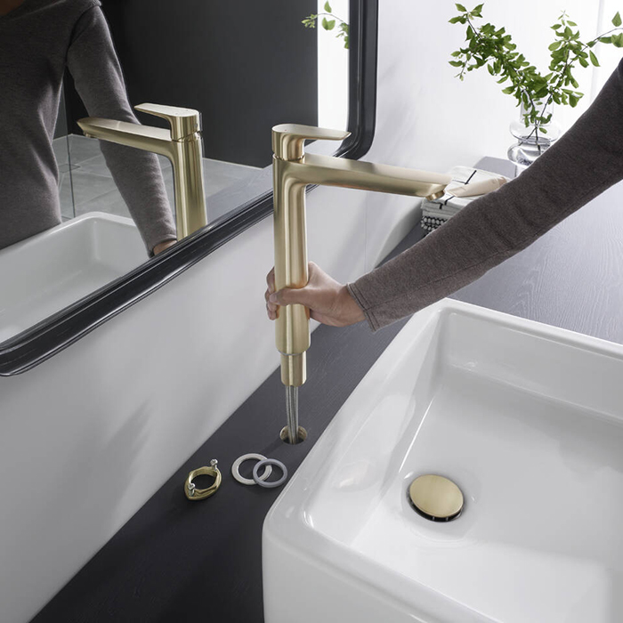 Hansgrohe Talis E Смеситель для раковины, 1 отв., без донного клапана, цвет: шлифованная бронза