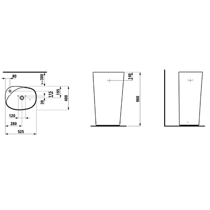 Laufen Palomba Раковина 52.5х40х90 см, без отв., напольная, покрытие LLC, цвет: белый