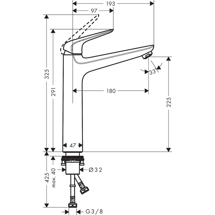 Hansgrohe Novus Смеситель для раковины, на 1 отв., h: 23см., цвет: хром