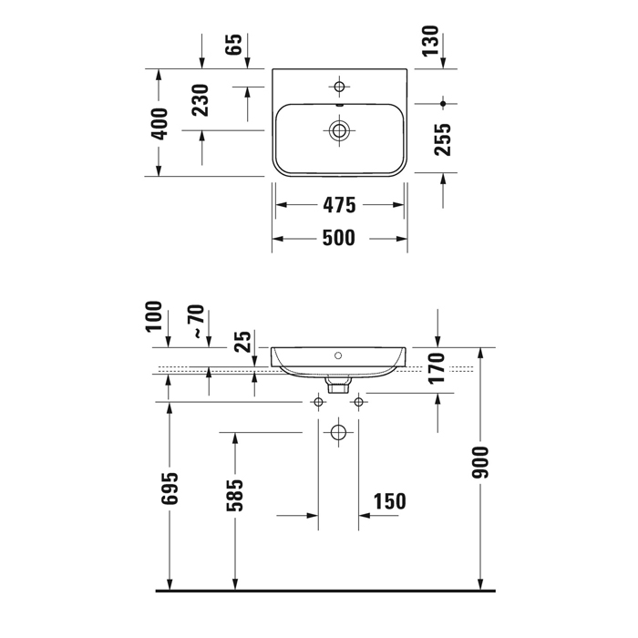 Duravit Happy D.2 Plus Раковина накладная, 50х40см., с 1 отв., выпуск с керамической крышкой, WonderGliss, цвет: Anthracite matt/белый