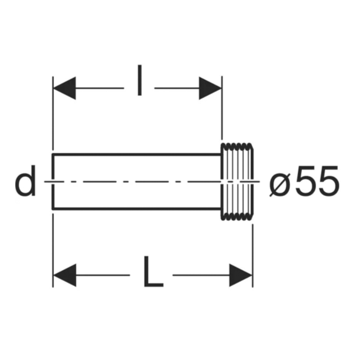 Geberit Удлинитель колена смыва d4.5см., с манжетой, цвет: черный
