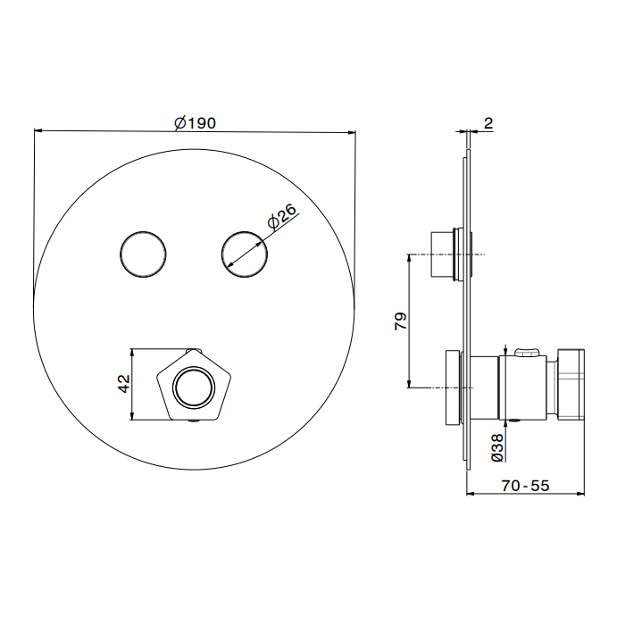 Newform ParkLE Смеситель для душа, встраиваемый, термостатический, на 2 потока, цвет: хром/черный матовый