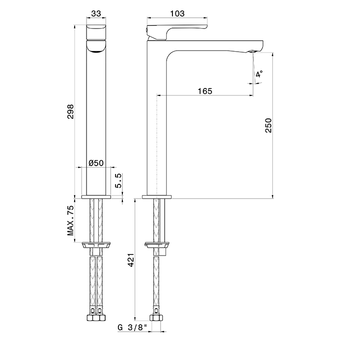Newform Linfa II Смеситель для раковины, 1 отв., высокий, цвет: хром