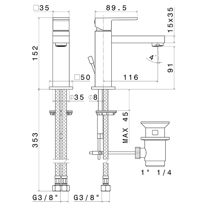 Newform Ergo Q Смеситель для раковины, 1 отв., с донным клапаном, цвет: хром