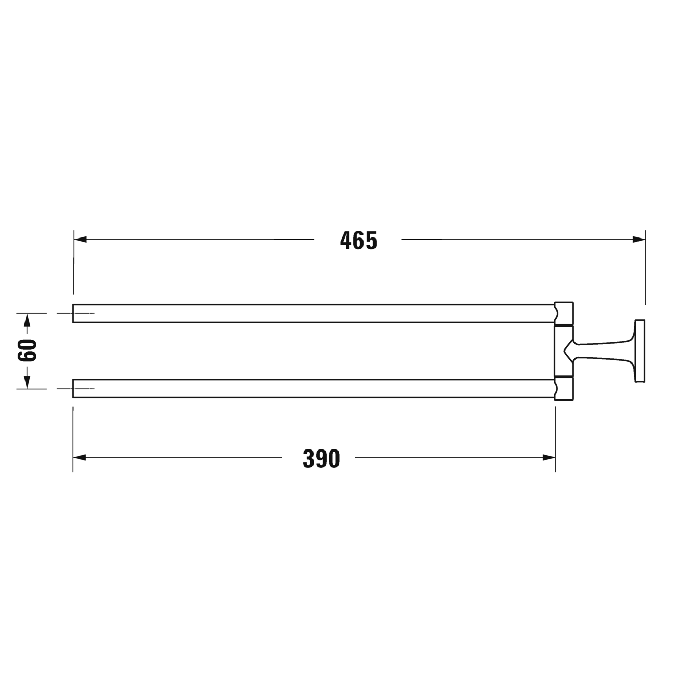 Duravit Starck T Полотенцедержатель двойной, 46.5см, подвесной, цвет: Stainless steel Brushed