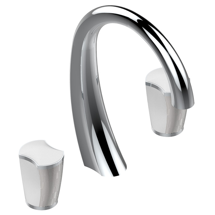 THG Infini white porcelain with platinum decor Смеситель для раковины на 3 отверстия, с донным клапаном, цвет: хром