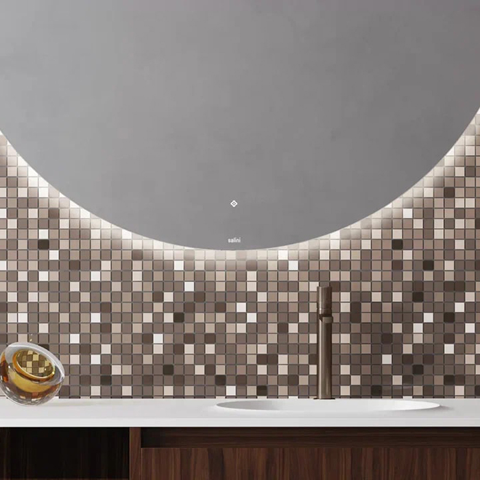 Salini Зеркало для ванны OMBRA 60х2.5см., круглое, с LED подсветкой, влагостойкое AGC Сrystalvision, сенс. выкл., крепления, обогрев, антизапот.