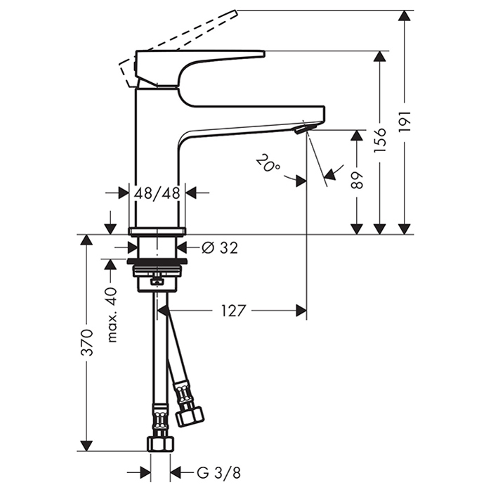 Hansgrohe Metropol Смеситель для раковины, на 1 отв, с донным клапаном, излив: 12.7см, цвет: шлифованная бронза