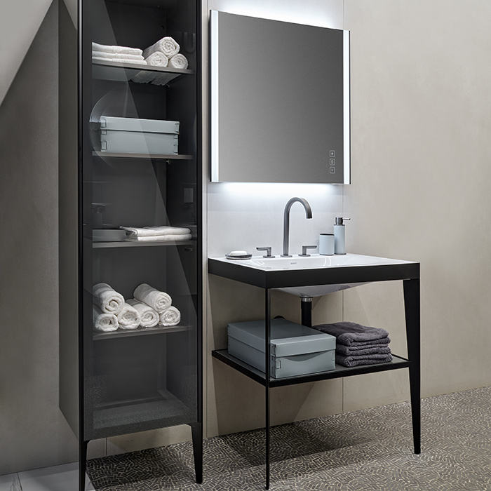 Duravit XViu Консоль напольная 85x80см, с раковиной и зеркалом, цвет: black matt/flannel grey