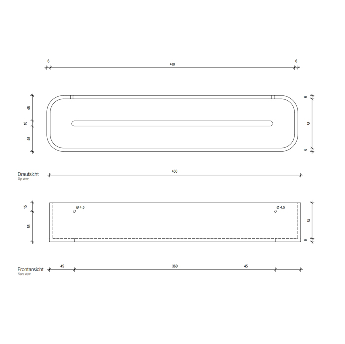 Decor Walther Stone DCT45 Душевая полочка 45x10см, подвесная, цвет: белый / хром
