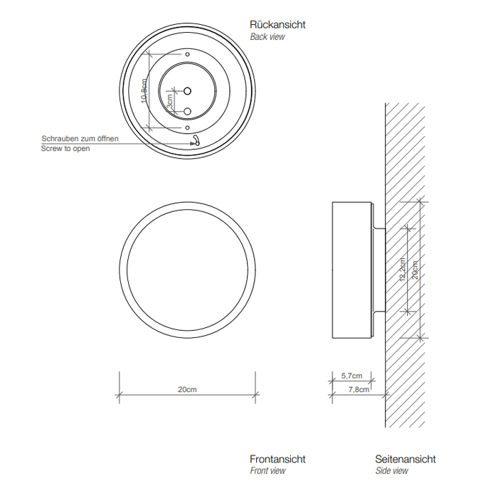 Decor Walther Round 20 Светильник потолочный 20x8см, 1x R7s 78mm max. 100W, цвет: хром