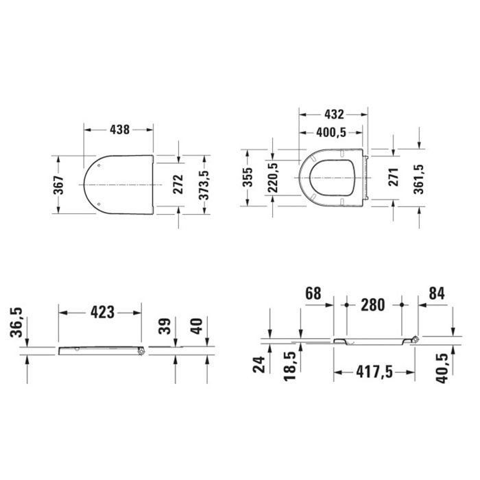 Duravit Me by Starck Сиденье для унитаза укороченного, цвет: белый, петли нерж сталь, микролифт 