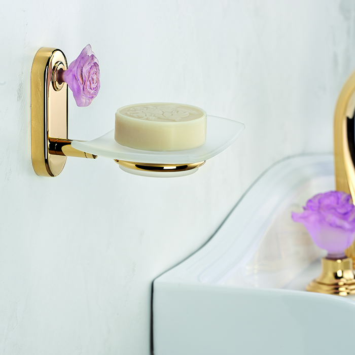 THG Rose Мыльница стеклянная, подвесная, цвет: золото/розовый