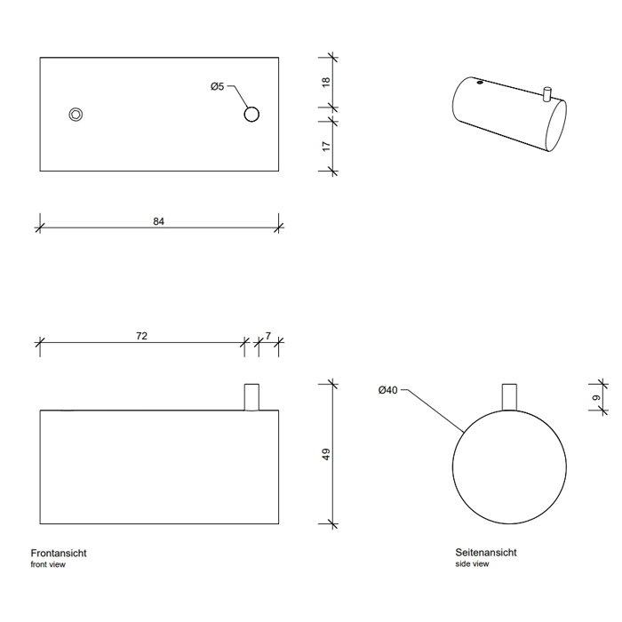 Decor Walther Tube HAK41 Крючок подвесной, 4см, цвет: хром