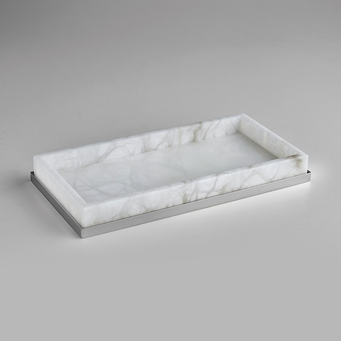 3SC Baster Round Лоток 25.5х2.5х13см., настольный, цвет: алебастр/хром