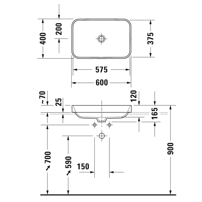 Duravit Happy D.2 Plus Раковина 60х40 см, без отв., без перелива, с выпуском с керамической крышкой, цвет: Anthracite matt/белый