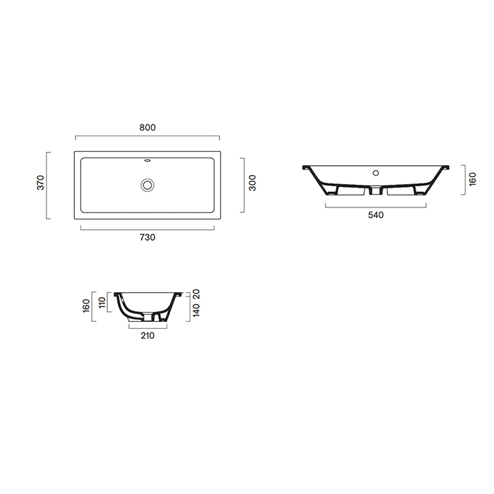Catalano Zero Раковина встраиваемая под столешницу 80х37см, цвет: белый глянцевый