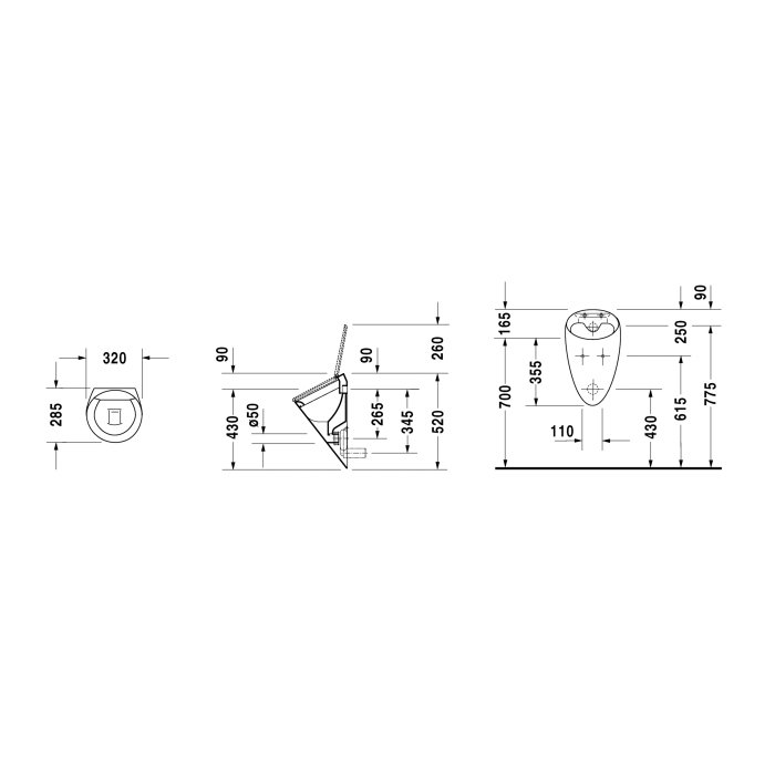 Duravit Starck 1 Писсуар 32х28.5см, скрытый подвод воды, без "мухи" включая крепление, с отверстиями для крышки, цвет: белый