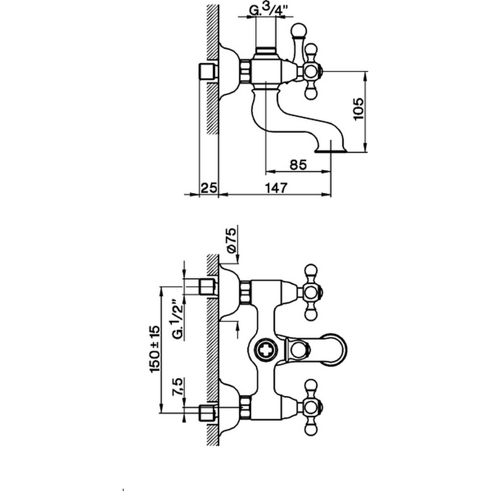 CISAL Arcana Ceramic Смеситель для ванны, цвет: хром