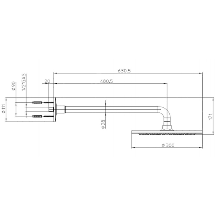 BOSSINI DREAM-OKI Верхний душ Ø30см., настенный, 1 режим, цвет: хром