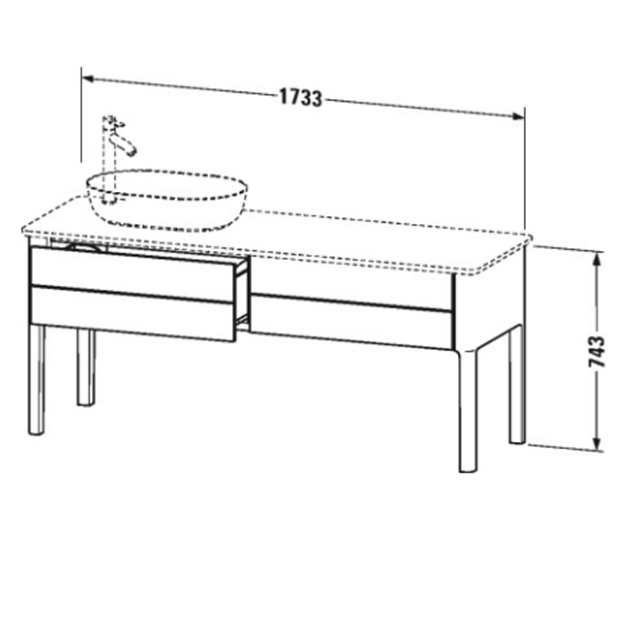 Duravit Luv База напольная 178.8x57х74.3см., с 2 выдв. ящиками, каменной столешницей и раковиной, раковина слева, цвет: скандинавско белый шелковисто-матовый