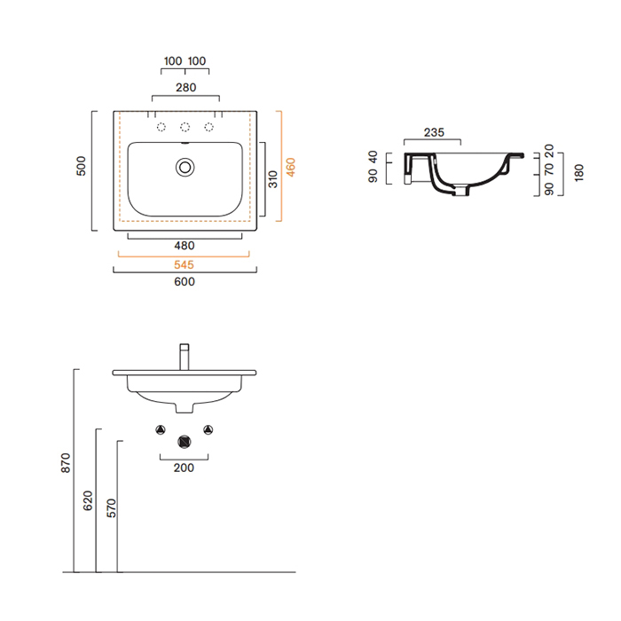 Catalano Italy Раковина 60х50см, без отв., цвет: белый глянцевый