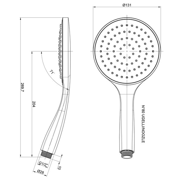 Almar EcoAir Emotion Ручной душ 130 мм, 1 режим, ABS, цвет: хром