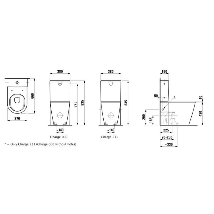 Laufen Kartell Унитаз напольный 66x37x43см, комбинированный, безободковый смыв Rimless, белый