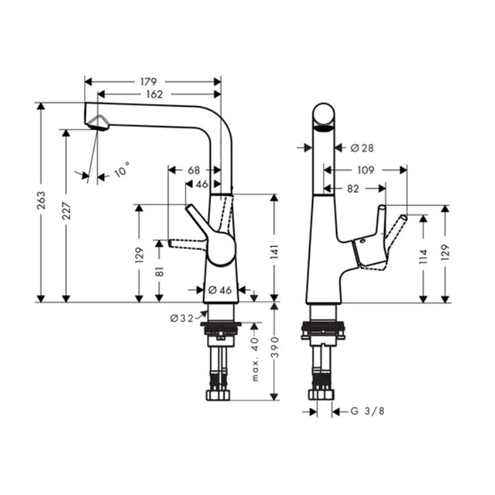 Hansgrohe Talis S, Смеситель для раковины, с донным клапаном, Цвет: хром