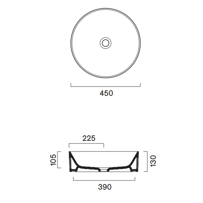 Catalano Zero Раковина 45см, на столешницу, без отв., цвет: черный матовый
