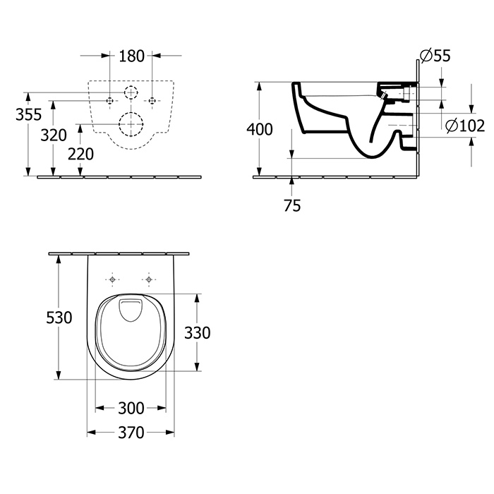 Villeroy&Boch Skyla Унитаз подвесной 37x53см, безободковый, смыв Tornado, сиденье SoftClosing, цвет: альпийский белый