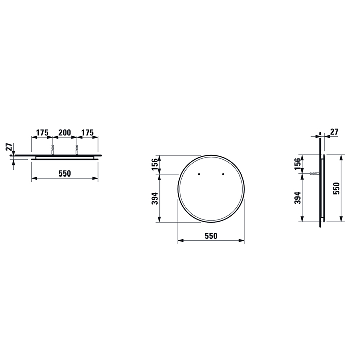 Laufen Frame 25 Зеркало 55см., подвесное, круглое, с LED-подсветкой