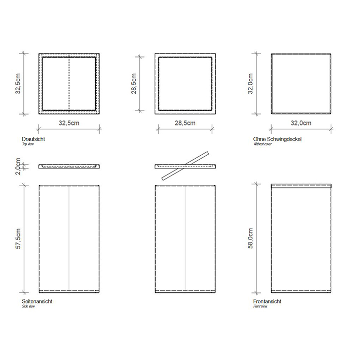 Decor Walther DW 215 Корзина для белья 32x32x58см, напольная, цвет: белый матовый