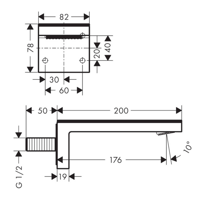 Axor MyEdition Излив для ванны, настенный, излив 200мм, цвет: хром/черное стекло
