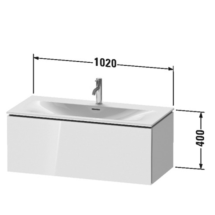 Duravit L-Cube База подвесная 102x48.1x40см с раковиной, 1 выдвижное отделение, цвет: глянцевый белый