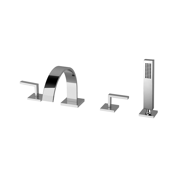 Cisal Wave Смеситель на борт ванны, на 4 отв., излив 22.8см, цвет: хром