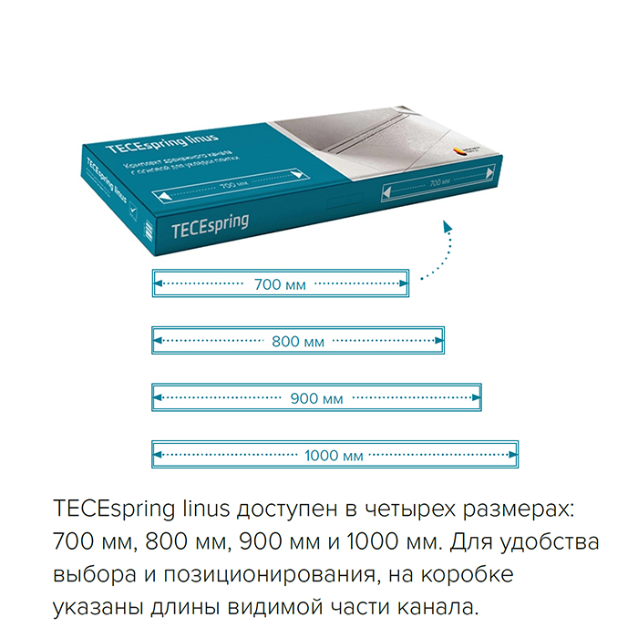 TECEspring linus Комплект для монтажа дренажного канала 80см., plate, с мембраной, цвет: нержавеющая сталь