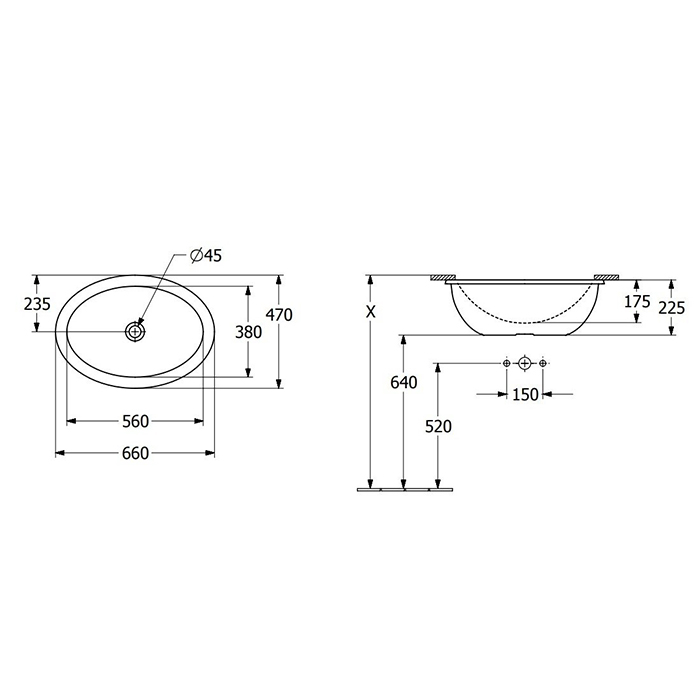 Villeroy&Boch Loop&Friends Раковина встраиваемая 56х38х22см., без отв., с переливом, цвет: альпийский белый