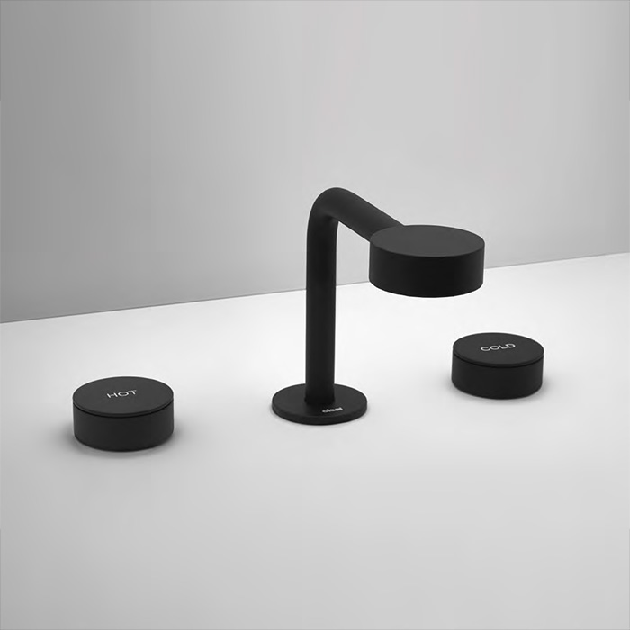 CISAL Slim Смеситель для раковины на 3 отверстия с донным клапаном, цвет: черный матовый
