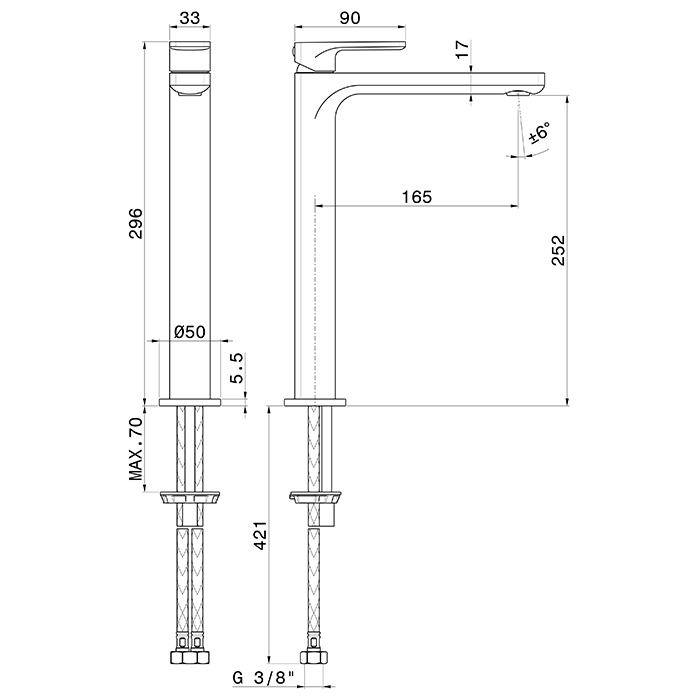 Newform B-Easy Смеситель для раковины, 1 отв., высокий, цвет: titanium satin