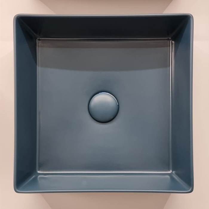 ArtCeram Scalino Раковина накладная 38х38 см, без отв под смеситель, без слив перелива, цвет: petrolio