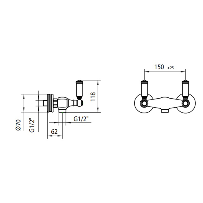 Bossini Liberty Смеситель для душа, настенный, цвет: античная бронза