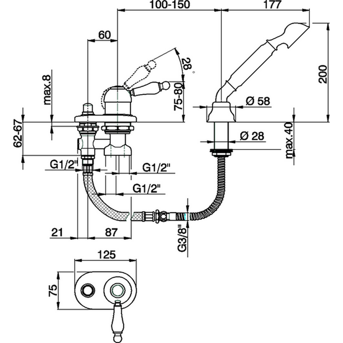 CISAL Arcana Empress Смеситель на борт ванны на 2 отверстия, без излива, цвет: золото
