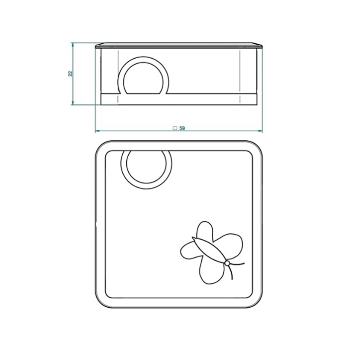 THG CAPUCINE MAUVE DECOR OR Коробка для таблеток керамическая, квадратная 55х55 мм., настольная, декор золото/лиловый, цвет: белый