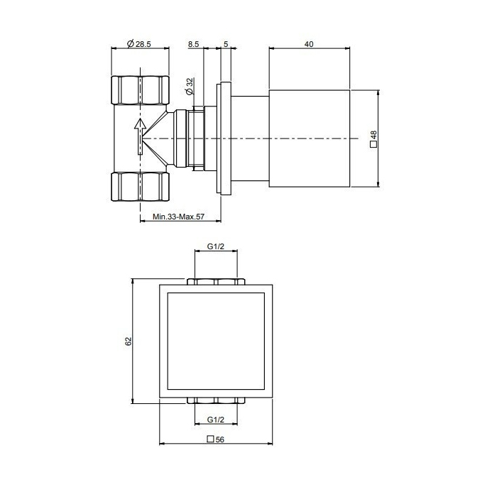 Fima Carlo Frattini Fit F3523/1NS Запорный клапан, внутренняя часть (F2220) в комплекте, цвет: черный матовый
