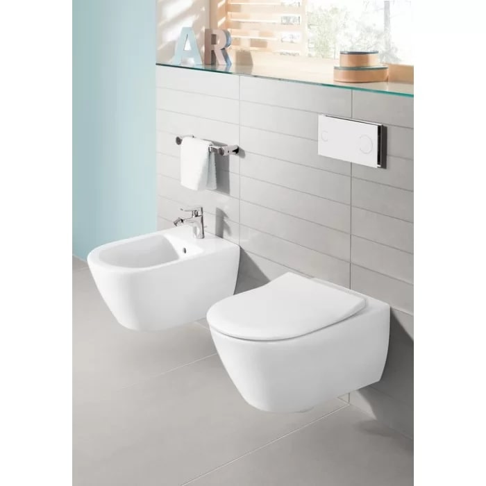 Villeroy&Boch Subway 2.0, Унитаз подвесной 370*560*365, безободковый, в комплекте сиденье SlimSeat, микролифт, цвет альпийский белый